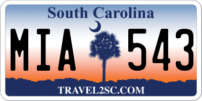SC license plate MIA543