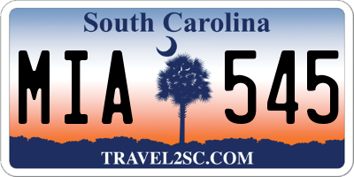 SC license plate MIA545