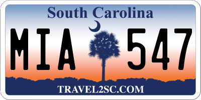 SC license plate MIA547