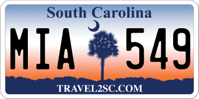 SC license plate MIA549