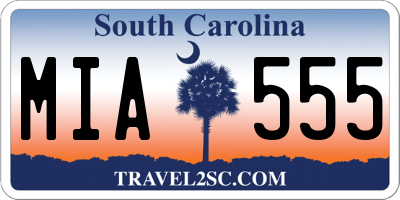 SC license plate MIA555