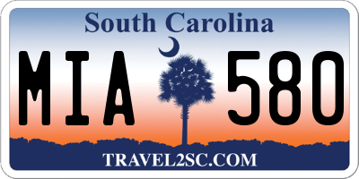 SC license plate MIA580