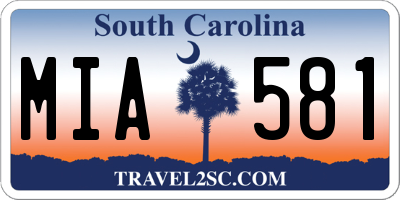 SC license plate MIA581