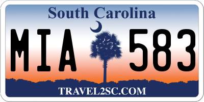 SC license plate MIA583