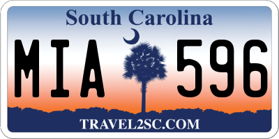 SC license plate MIA596