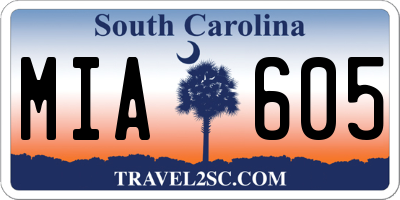 SC license plate MIA605