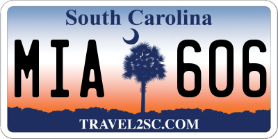 SC license plate MIA606