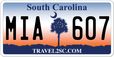 SC license plate MIA607