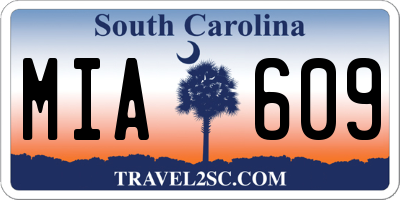 SC license plate MIA609