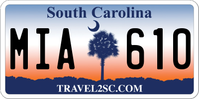 SC license plate MIA610