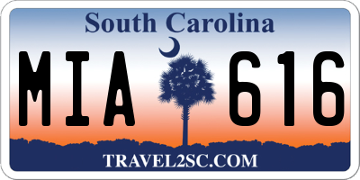SC license plate MIA616