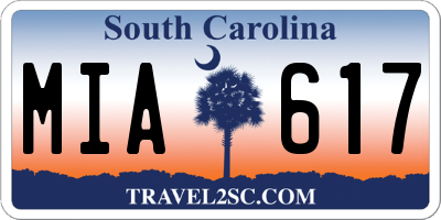 SC license plate MIA617