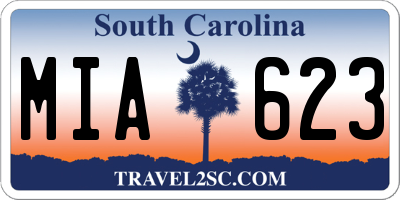 SC license plate MIA623