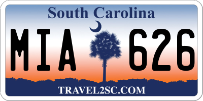 SC license plate MIA626