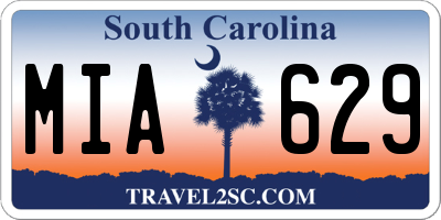 SC license plate MIA629