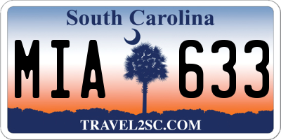 SC license plate MIA633