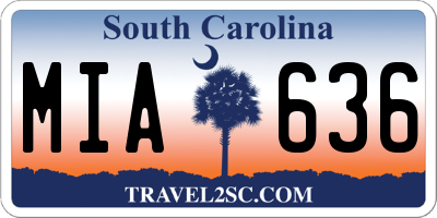 SC license plate MIA636