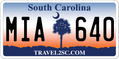 SC license plate MIA640