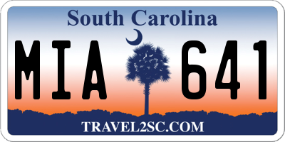 SC license plate MIA641