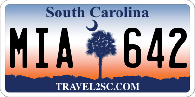 SC license plate MIA642