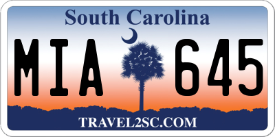 SC license plate MIA645