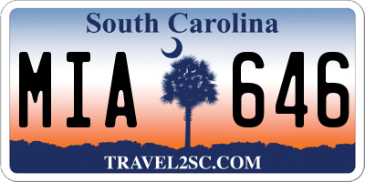 SC license plate MIA646