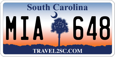 SC license plate MIA648