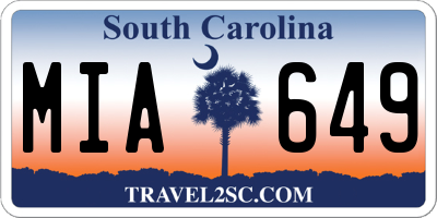 SC license plate MIA649