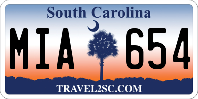 SC license plate MIA654