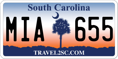SC license plate MIA655