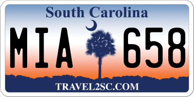 SC license plate MIA658