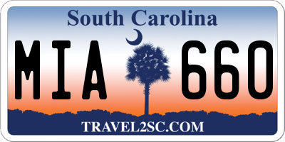 SC license plate MIA660