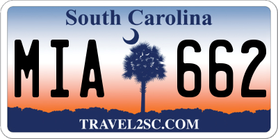 SC license plate MIA662