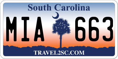 SC license plate MIA663