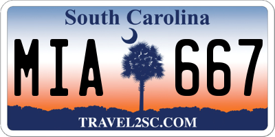 SC license plate MIA667