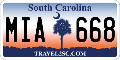 SC license plate MIA668