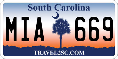 SC license plate MIA669