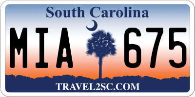 SC license plate MIA675