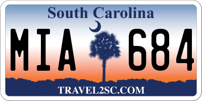 SC license plate MIA684