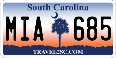 SC license plate MIA685