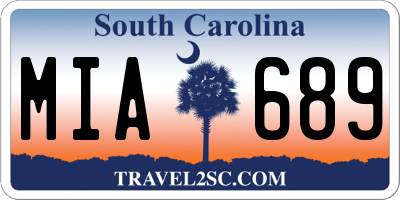 SC license plate MIA689
