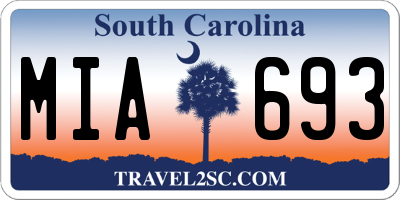SC license plate MIA693