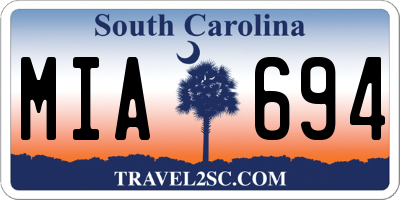 SC license plate MIA694