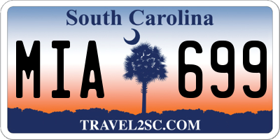 SC license plate MIA699