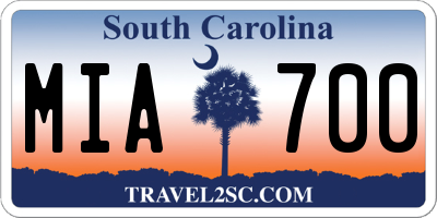 SC license plate MIA700