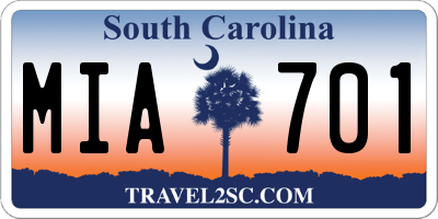 SC license plate MIA701