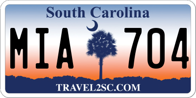 SC license plate MIA704