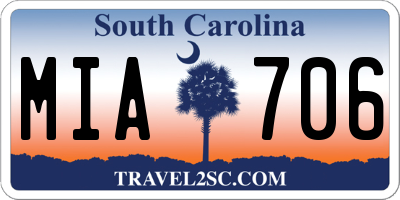 SC license plate MIA706