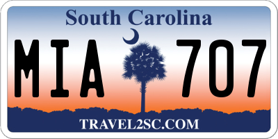 SC license plate MIA707