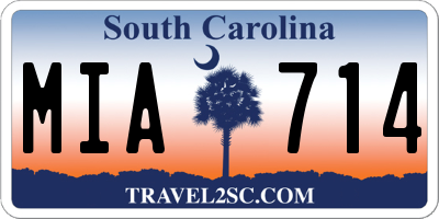 SC license plate MIA714